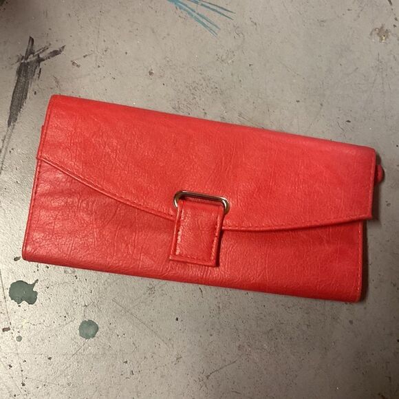 Red + Cream Leather Bi Fold Travel Jewelry Organizer - Picture 1 of 5